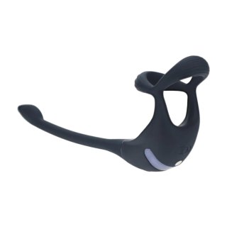 Remote Control Vibrating Silicone Tri O Cockring with Prostate Stimulator - Black Levelz