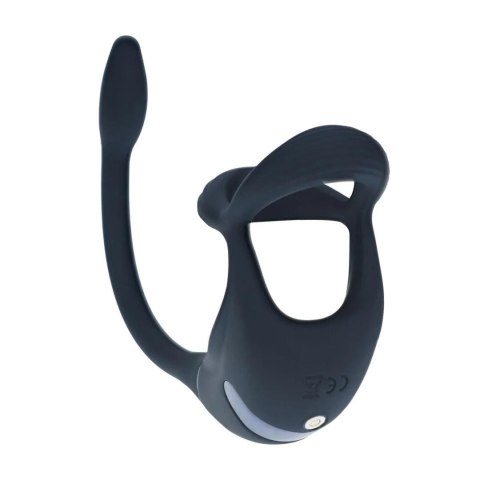 Remote Control Vibrating Silicone Tri O Cockring with Prostate Stimulator - Black Levelz