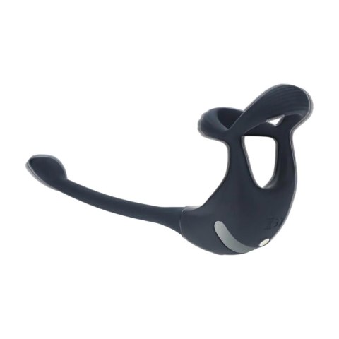 Remote Control Vibrating Silicone Tri O Cockring with Prostate Stimulator - Black Levelz