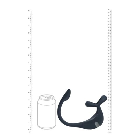 Remote Control Vibrating Silicone Tri O Cockring with Prostate Stimulator - Black Levelz