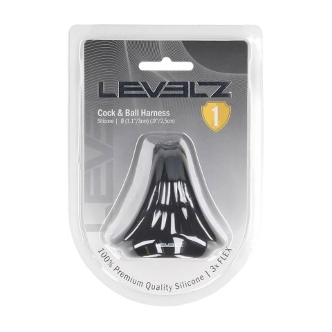 Silicone Cock and Ball Harness - Black Levelz