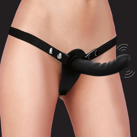 Strap-on podwójnie wibrujący Ouch! silikonowy regulowany czarny Ouch!