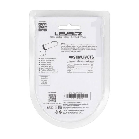 Wide O Silicone Cockring - XL - 50mm - Black Levelz