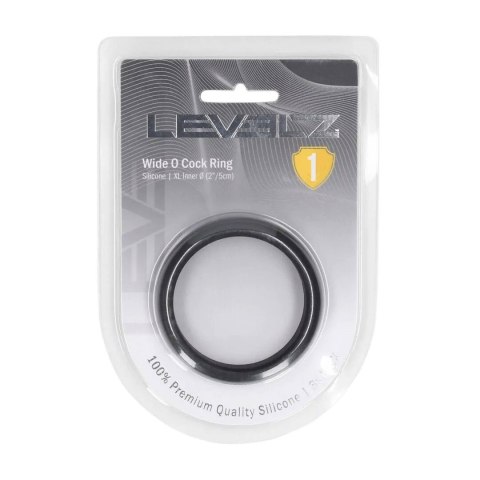 Wide O Silicone Cockring - XL - 50mm - Black Levelz