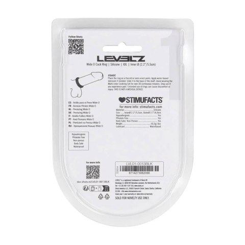 Wide O Silicone Cockring - XXL - 55mm - Black Levelz