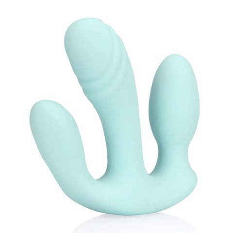Three-In-One Liquid Silicone Vibrator - Breezy Blue SHOTS