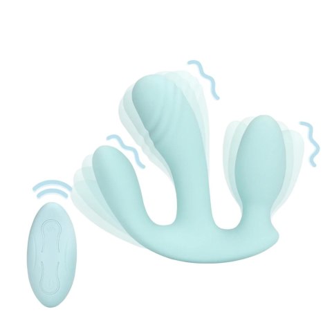 Three-In-One Liquid Silicone Vibrator - Breezy Blue SHOTS