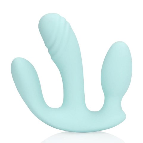 Three-In-One Liquid Silicone Vibrator - Breezy Blue SHOTS