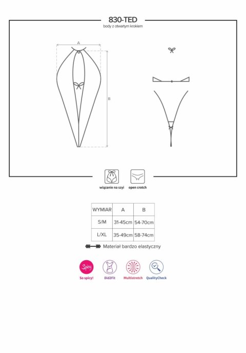 Body erotyczne Obsessive z otwartym krokiem L/XL Obsessive