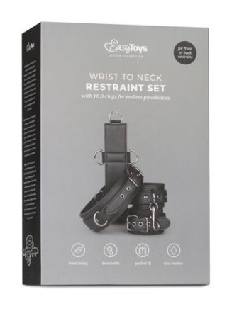 Zestaw uprzęży z kajdankami EasyToys czarny ze skóry syntetycznej Easytoys