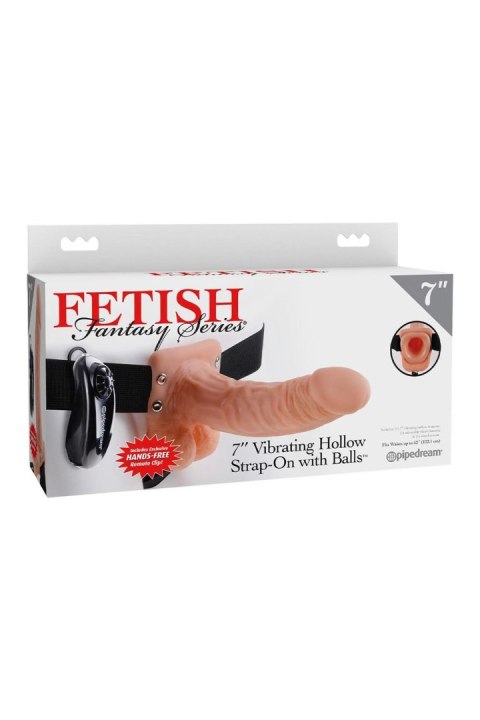 FETISH FANTASY SERIES 7 INCH VIBRATING HOLLOW STRAP-ON WITH BALLS LIGHT TONGA