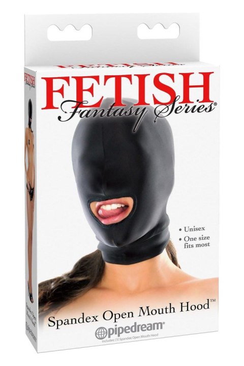 Kaptur z otworem na usta Fetish Fantasy Series spandex czarny Pipedream