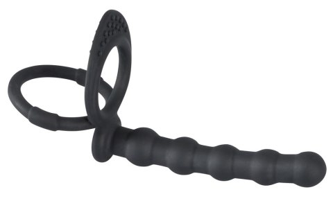 Pierścień na penisa i jądra z dildo analnym Black Velvets silikonowy Black Velvets