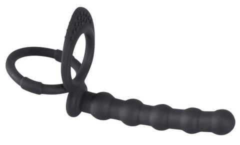 Pierścień na penisa i jądra z dildo analnym Black Velvets silikonowy Black Velvets