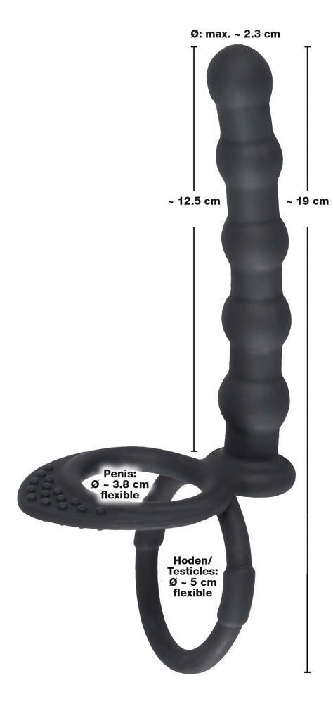 Pierścień na penisa i jądra z dildo analnym Black Velvets silikonowy Black Velvets