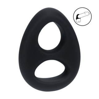 Double Liquid Silicone Cock and Ball Ring - Black SHOTS