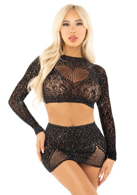 Rhinestone Crop Top and Mini Skirt SCALA
