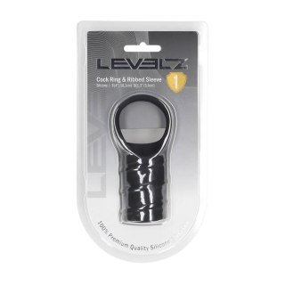 Silicone Cockring and Ribbed Sleeve - Black SHOTS