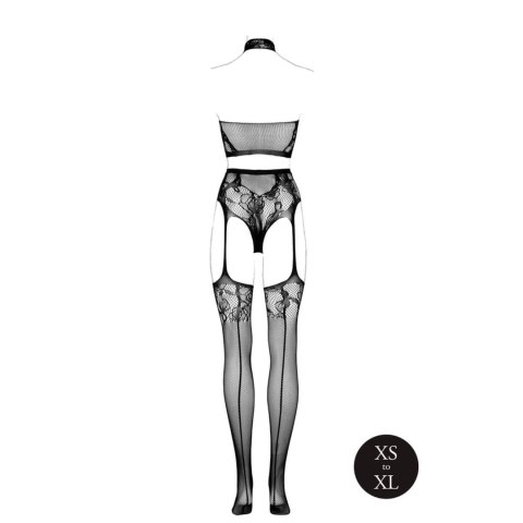Two Piece with Halter Turtleneck and Pantie with Attached Stockings - OS - Black SHOTS
