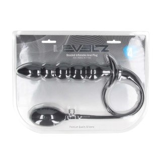 Beaded Inflatable Silicone Anal Plug - Black Levelz by Shots