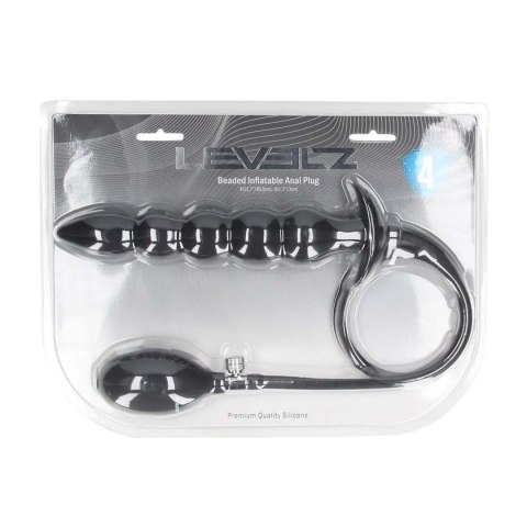 Beaded Inflatable Silicone Anal Plug - Black Levelz by Shots