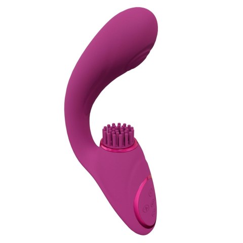 Gen - Rechargeable Triple Action G-Spot Vibrator with Pulse Wave and Vibrating Bristles - Pink SHOTS