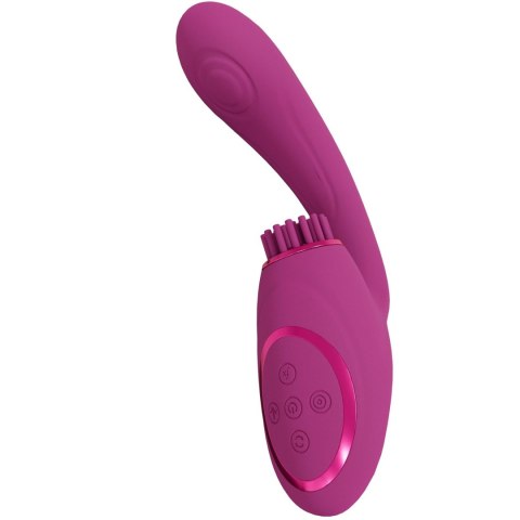 Gen - Rechargeable Triple Action G-Spot Vibrator with Pulse Wave and Vibrating Bristles - Pink SHOTS
