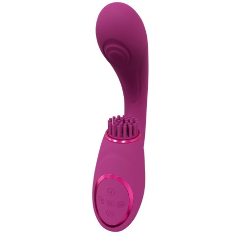 Gen - Rechargeable Triple Action G-Spot Vibrator with Pulse Wave and Vibrating Bristles - Pink SHOTS