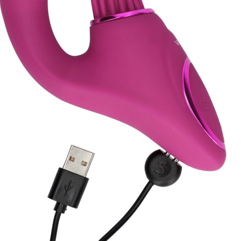 Gen - Rechargeable Triple Action G-Spot Vibrator with Pulse Wave and Vibrating Bristles - Pink SHOTS