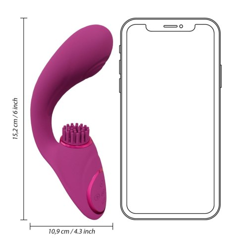 Gen - Rechargeable Triple Action G-Spot Vibrator with Pulse Wave and Vibrating Bristles - Pink SHOTS
