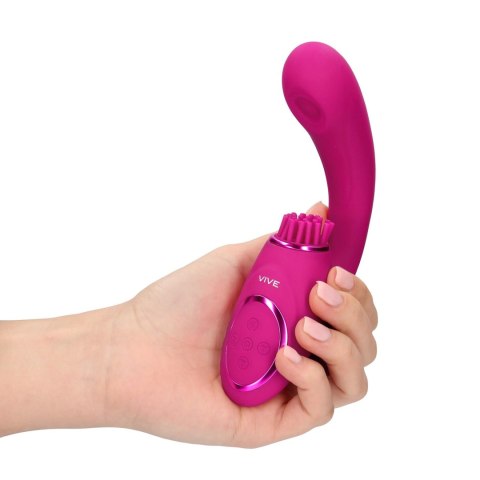 Gen - Rechargeable Triple Action G-Spot Vibrator with Pulse Wave and Vibrating Bristles - Pink SHOTS