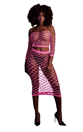 Komplet bielizny neonowy Ouch! różowy UV XS/XL Ouch!