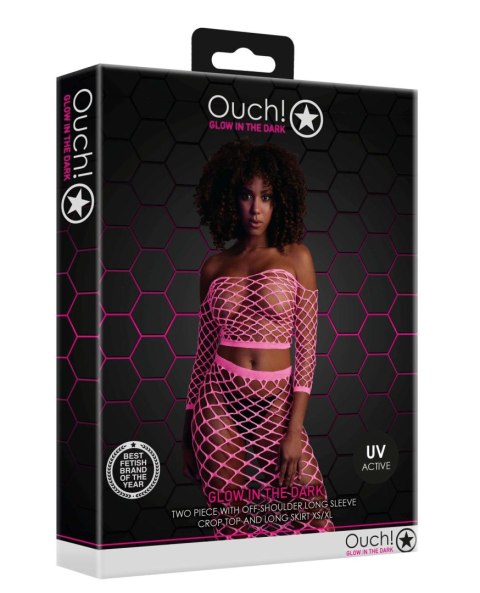 Komplet bielizny neonowy Ouch! różowy UV XS/XL Ouch!