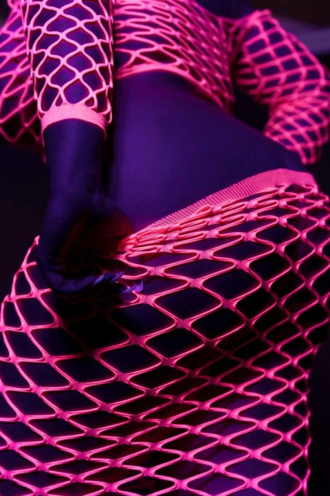 Komplet bielizny neonowy Ouch! różowy UV XS/XL Ouch!