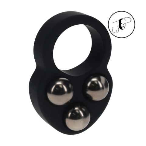 Liquid Silicone Triple Weighted Ball Cockring - Black Levelz by Shots