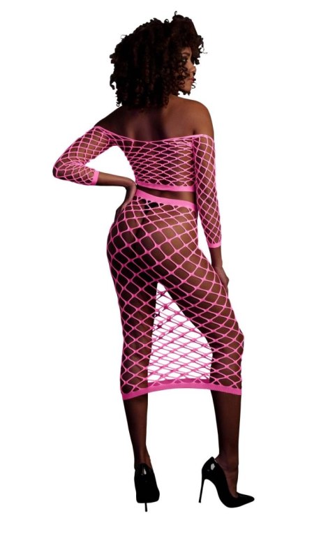 Long Sleeve Crop Top and Long Skirt - Pink - XS/XL SHOTS