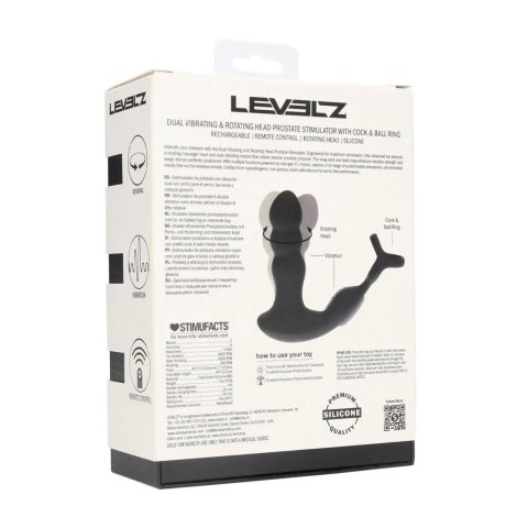 Masażer prostaty z rotującą głowicą Levelz silikonowy czarny 16,8 cm Levelz