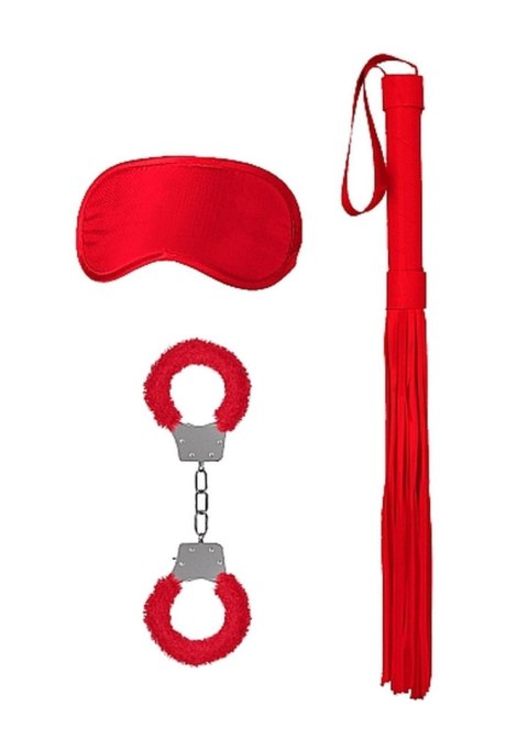 Zestaw bondage Ouch czerwony z futrzanymi kajdankami Ouch!