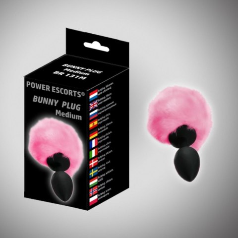 Bunny plug small black with pink tail 7,2 x 3,2 cm / 2,8 x 1,26 inch POWER ESCORTS