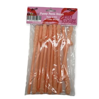 Słomki do picia w kształcie penisa Kinky Pleasure 19 cm 10 sztuk Kinky Pleasure