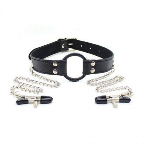 Stymulator-Ring Gag + Nipples Clamps (black) MSX Distribution S.r.l.