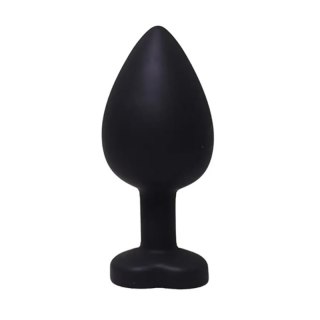 Black small heart-shaped butt plug with white crystal Fantasy