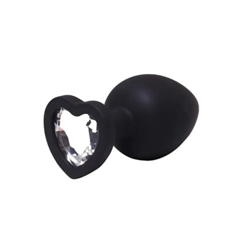 Black small heart-shaped butt plug with white crystal Fantasy
