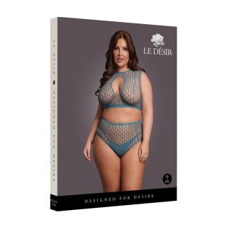 Duo Net Key-Hole Bra Set - Queen Size - Blue SHOTS