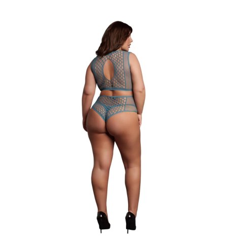 Duo Net Key-Hole Bra Set - Queen Size - Blue SHOTS