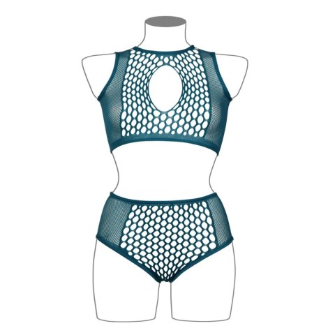 Duo Net Key-Hole Bra Set - Queen Size - Blue SHOTS