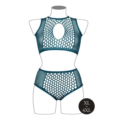 Duo Net Key-Hole Bra Set - Queen Size - Blue SHOTS