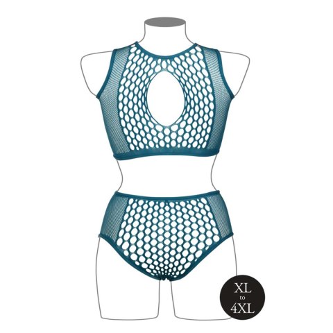 Duo Net Key-Hole Bra Set - Queen Size - Blue SHOTS