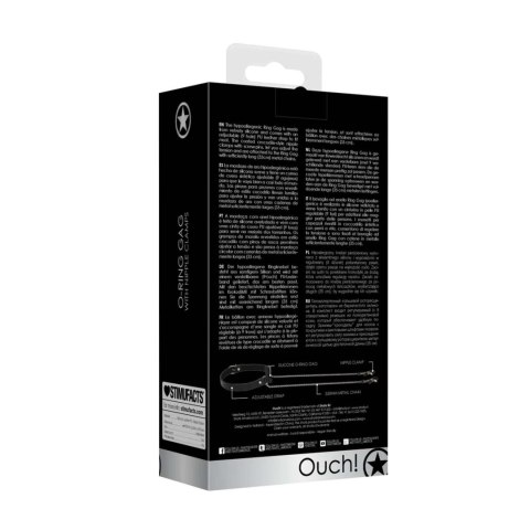Knebel ringowy z zaciskami na sutki Ouch! silikonowy 62 cm Ouch!
