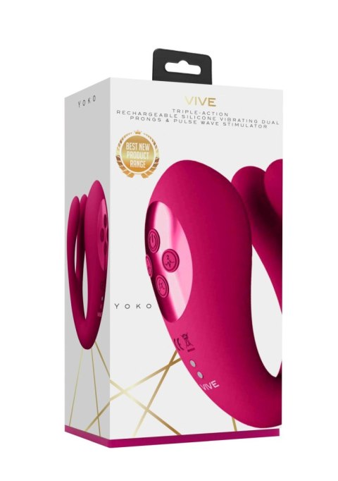 Yoko - Triple Action Vibrator Dual Prongs with Clitoral Pulse Wave SHOTS